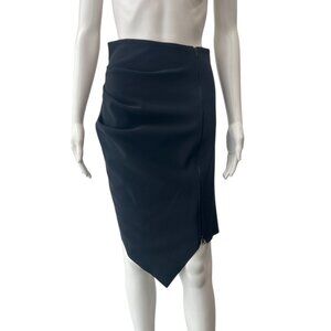 $325 Maria Pinto Black Ruched Nylon Zip Skirt size Small
